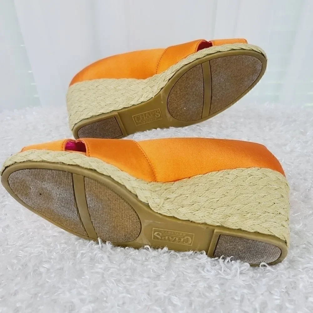Chaps Wedge Heel Espadrille Orange 7.5